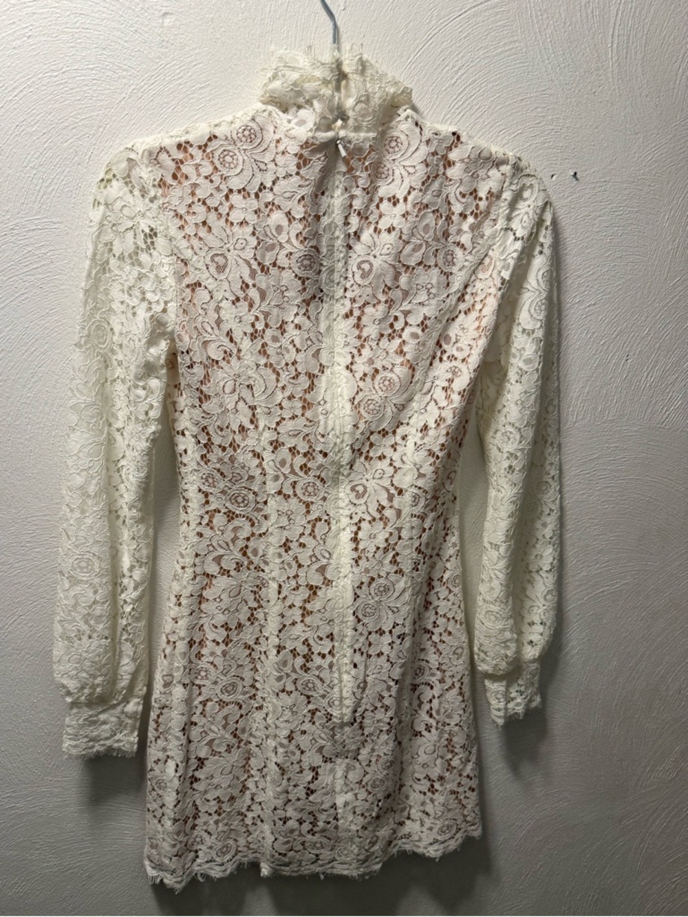Keepsake Ivory Lace Mini Dress XXS High Neck Romantic Bridal Shower Cocktail - Picture 2 of 4